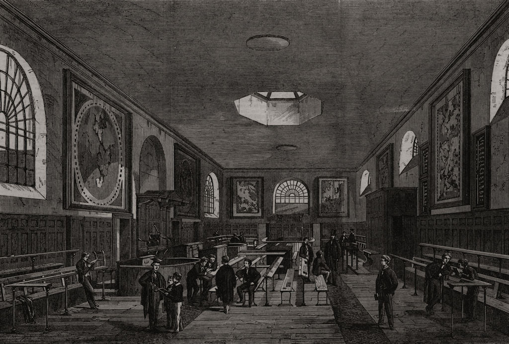 Charterhouse school room. London 1862 old antique vintage print picture